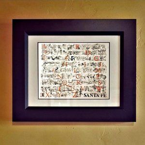 Medium Format Santa Fe Alphabet, Hand Illustrated, Hand Tinted, Numbered &Framed